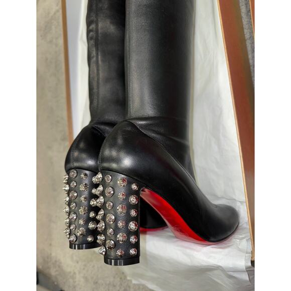 Christian Louboutin Study Stretch 85 Black Nappa Leather Knee High Heel Boot 36 - Picture 14 of 16